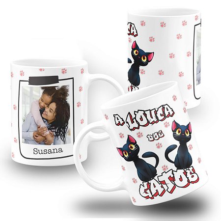 Caneca Louca Por Gatos Amantes de Pet Com foto