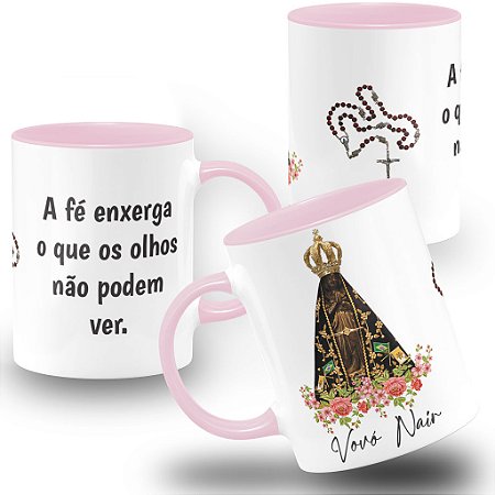 Caneca Nossa Senhora Aparecida Terço Oração Nome Personalizado Frase