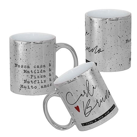 Caneca Casal A Vida é Boa Com Você Metalizada Nome do Casal Frase Personalizada