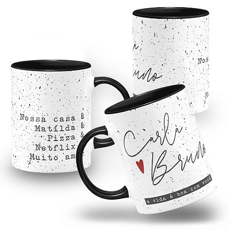 Caneca Casal a Vida e Boa Com Você Nome do Casal Frase Personalizada