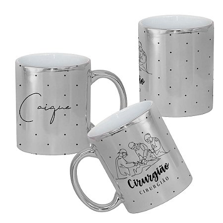 Caneca Profissão Médico Cirurgião Metalizada Personalizada Com Nome