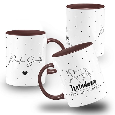 Caneca Profissão Veterinário Veterinária Saúde de Equinos Tratador Cavalos Tratadora de Animais do Campo