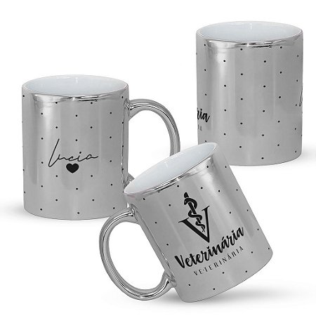 Caneca Veterinária Profissão Veterinário Metalizada Personalizada Com Nome