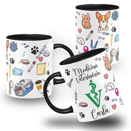 Caneca Veterinária Profissão Veterinário Personalizada Com Nome