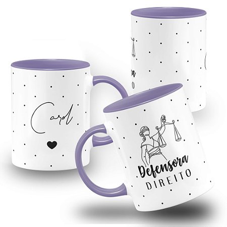 Caneca Profissão Defensora Direito ou Futura Defensora Personalizada com Nome