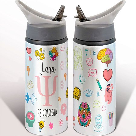 Garrafa Squeeze Profissão Psicologia Minimalista Nome Personalizado