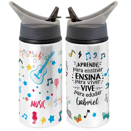 Garrafa Squeeze Profissão Músico Professor Personalizada Com Nome