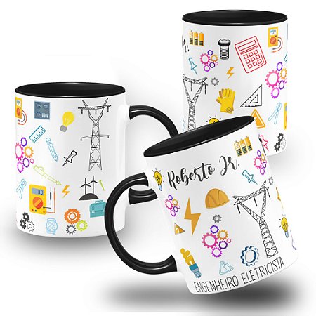 Caneca Profissão Engenheiro Eletricista Engenharia Elétrica com Nome