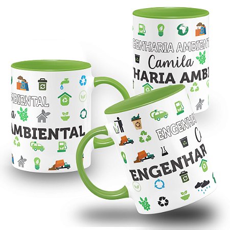 Caneca Profissão Engenharia Ambiental Personalizada com Nome