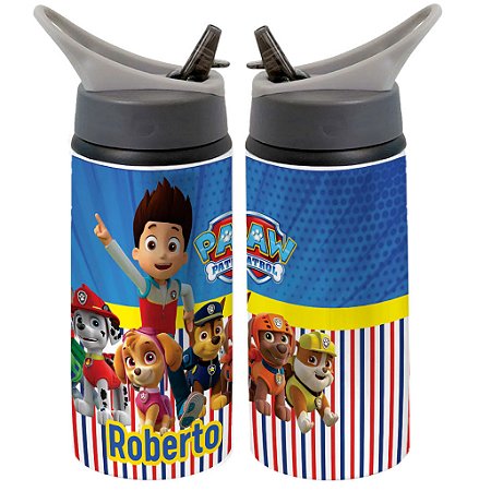 Garrafa Squeeze Patrulha Canina Infantil Azul Personalizada Com Nome - 03