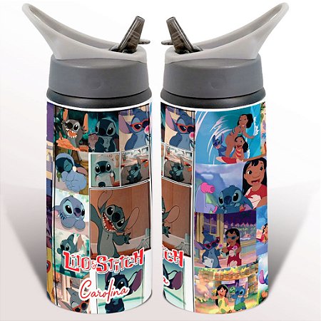 Garrafa Squeeze Lilo & Stitch Infantil Personalizada com Nome 02