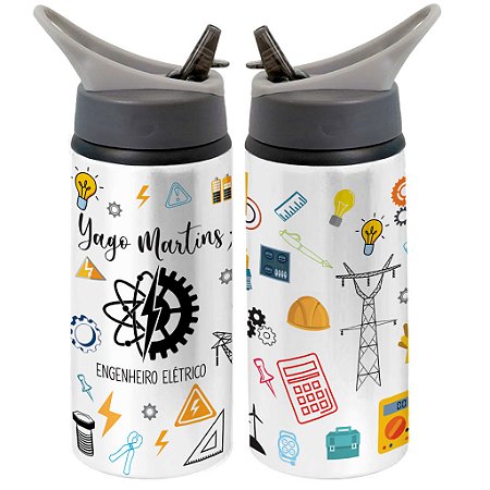 Garrafa Squeeze Profissão Engenheiro Elétrico Personalizada com Nome
