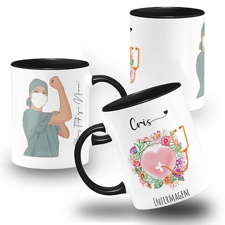 Caneca Profissão Enfermagem com Amor Mais Fortes que Nunca!