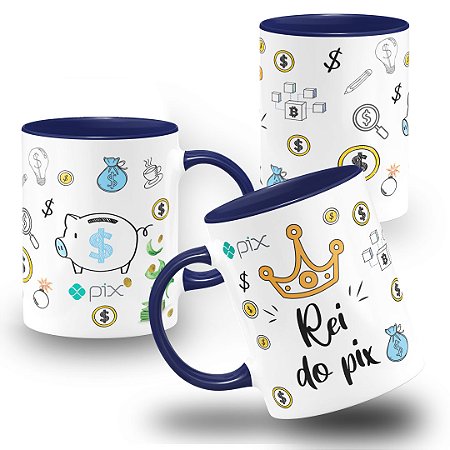 Caneca Rei do Pix Personalizada Com Nome Colorida
