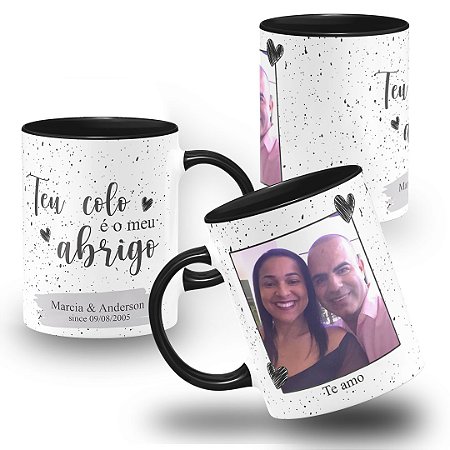 Caneca Casal Teu Colo é Meu Abrigo