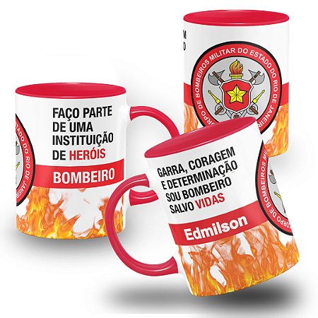 Caneca Bombeiro CBMERJ Personalizado Corpo de Bombeiro