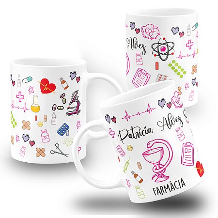 Caneca Farmácia Profissão Farmaceutico Farmaceutica Com Nome