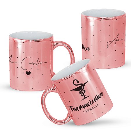 Caneca de Farmácia Profissão Farmacêutica Personalizada Metalizada