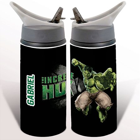 Garrafa Squeeze Hulk Personagem Desenho Infantil Personalizada com Nome 03