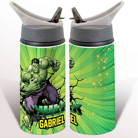 Garrafa Squeeze Hulk Personagem Desenho Infantil Personalizada com Nome 02