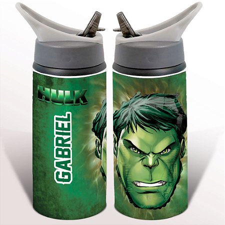 Garrafa Squeeze Hulk Personagem Desenho Infantil Personalizada com Nome 01