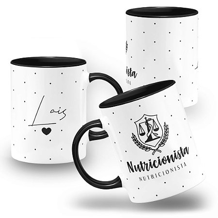 Caneca Nutrição Profissão Nutricionista Brasão Colorida Com Nome