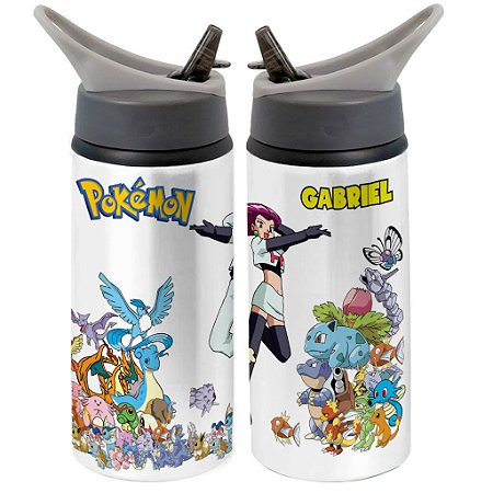 Garrafa Squeeze Pokémon Desenho Infantil Com Nome 03