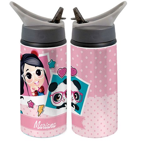 Garrafa Squeeze Luluca Gamer Desenho Infantil com Nome Personalizado 03