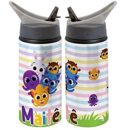 Garrafa Squeeze Bolofofos Doguito Pão De Queijo Com Nome Personalizado