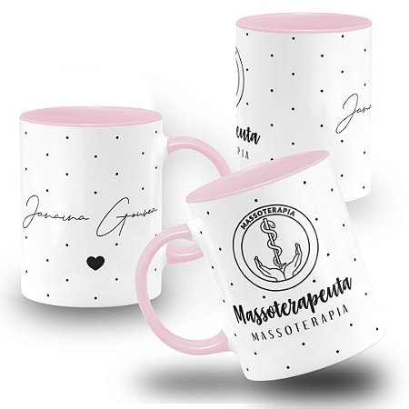 Caneca de Massoterapia Profissão Massoterapeuta Símbolo Colorida com Nome Personalizado