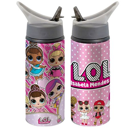 Garrafa Squeeze Lol Surprise Rosa Desenho Infantil Personalizada Com Nome