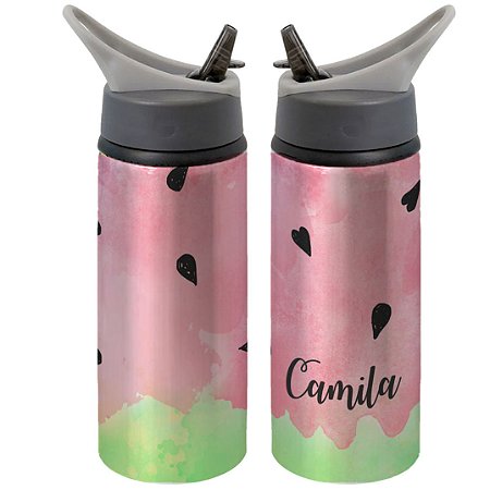 Garrafa Squeeze Melancia Desenho Filme Personalizada com Nome