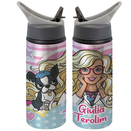 Garrafa Squeeze Barbie Vet Amiga dos Animais Filme Personalizada com Nome