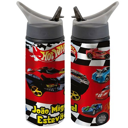 Garrafa Squeeze Hotwheels Personalizada com Nome