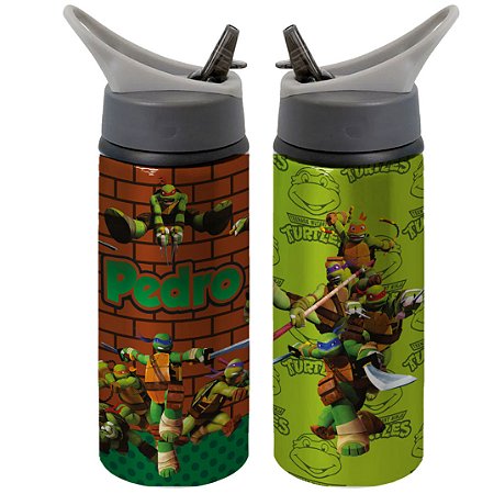 Garrafa Squeeze Tartaruga Ninja Personalizada com Nome