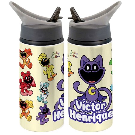 Garrafa Squeeze Smiling Critters Amarelo Personalizada com Nome