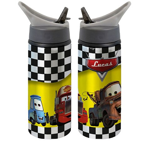 Garrafa Squeeze Carros Relâmpago Mc Queen Matte Personalizada com Nome