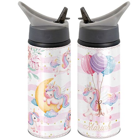 Garrafa Squeeze Unicornio Personalizada com Nome