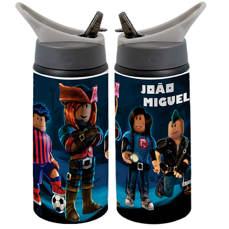 Garrafa Squeeze Roblox Personagens Infantil Com Nome Personalizado