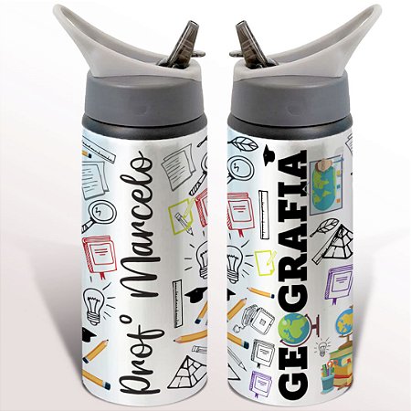 Garrafa Squeeze Geografia Profissão Professor Com Nome Personalizado