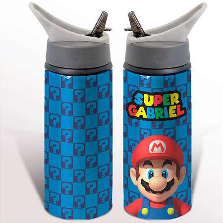 Garrafa Squeeze Super Mario Infantil Com Nome Personalizado