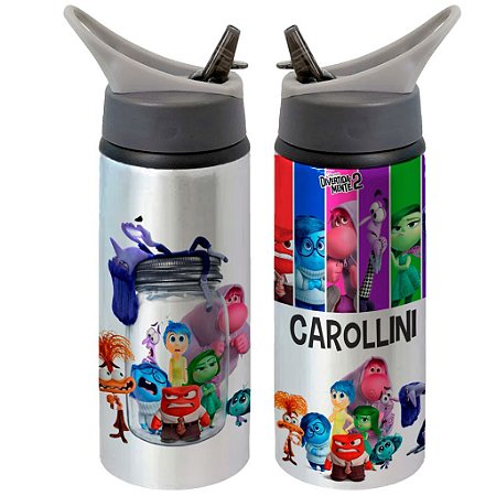Garrafa Squeeze Divertidamente Desenho Infantil Branca com Nome