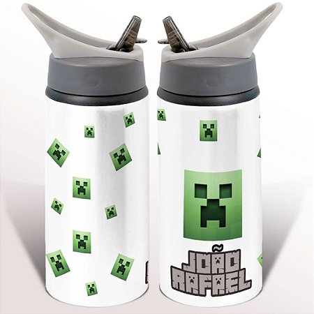 Garrafa Squeeze Minecraft Gamer Icone Verde