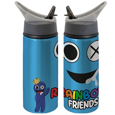Garrafa Squeeze Rainbow Friends Desenho Infantil Azul Babão