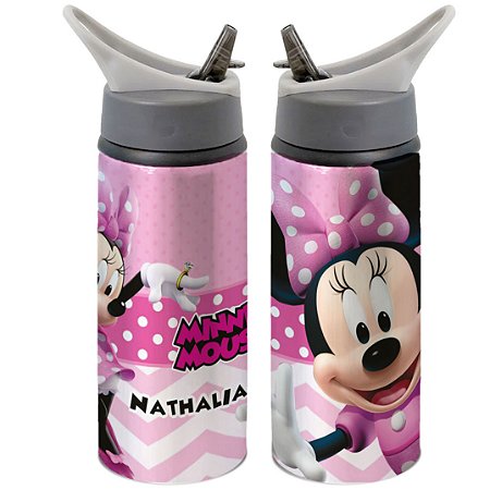 Garrafa Squeeze Minnie Rosa e Vermelha Laço