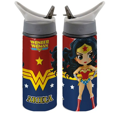 Garrafa Squeeze Mulher Maravilha Desenho Hérois
