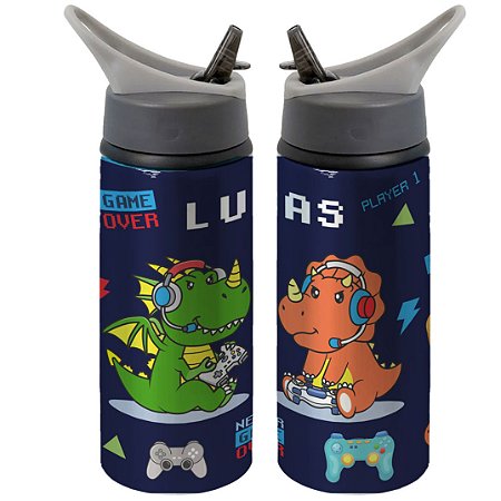 Garrafa Squeeze Dinossauro Gamer Over Infantil