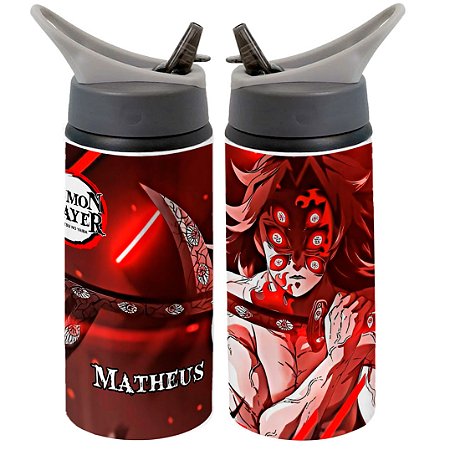 Garrafa Squeeze Demon Slayer Anime Tanjiro Personagem Vermelho