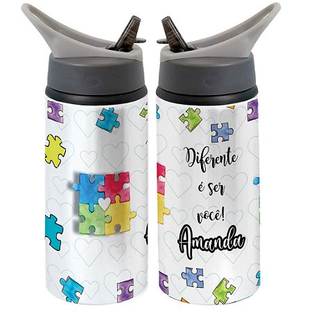 Garrafa Squeeze Infantil Autismo Quebra Cabeça