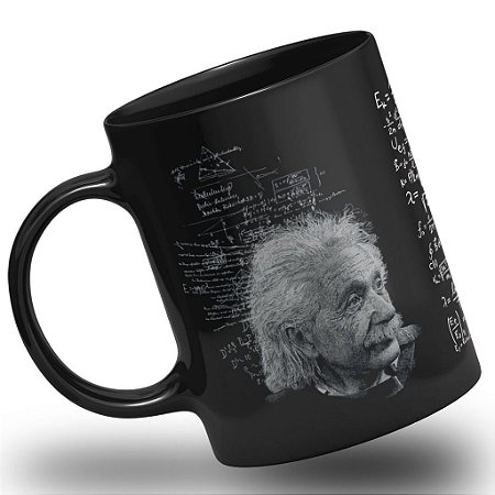 Caneca Albert Einstein Fisico Matemática Professor 100% Preta